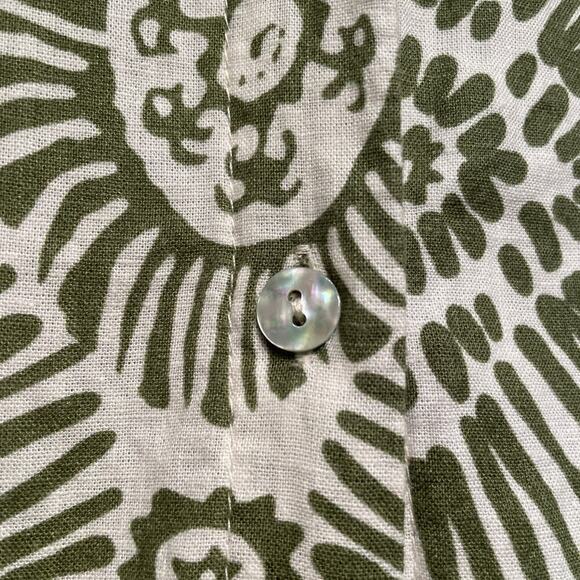 Haute Hippie Green Sunburst Blouse, M | Linen Blend, Tie-Front, Boho Luxe NWOT - Picture 4 of 9